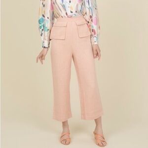 Samantha Pleet Linen Wide Leg Fetching Pants NWT Sz 0 Pockets Summer Resortwear